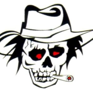 STICKER TETE MORT CHAPEAU